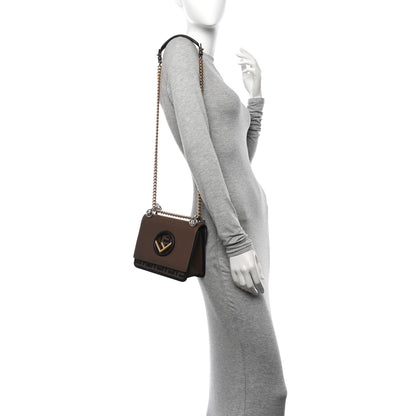 Fendi Vitello Century F is Fendi Bi-Color FF 1974 Embossed Small Kan I Shoulder Bag Maya Black 2 of 12