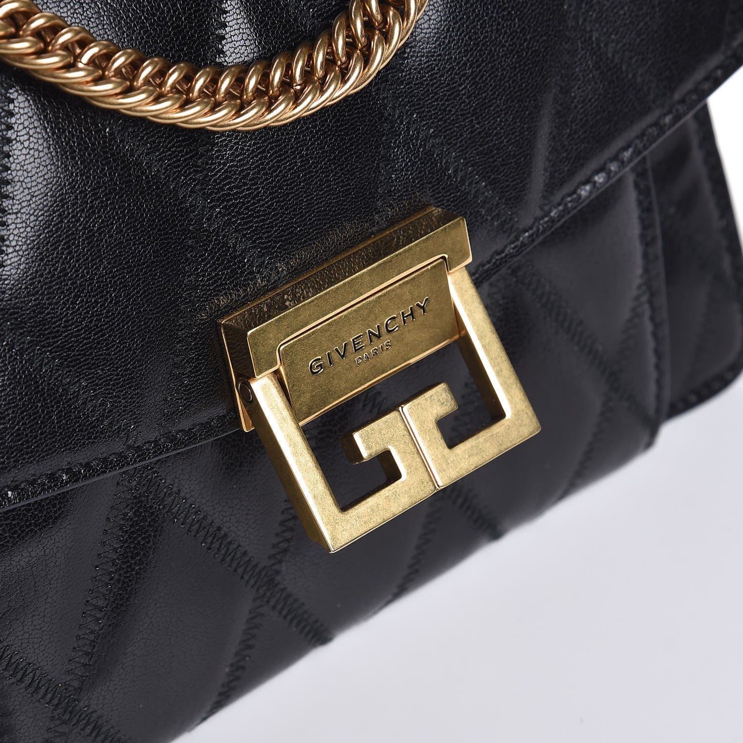 Givenchy Goatskin Quilted Small GV3 Shoulder Bag Black 7 of 7