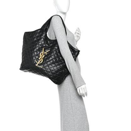 Saint Laurent Lambskin Quilted Maxi Icare Shopping Tote Black 2 of 11