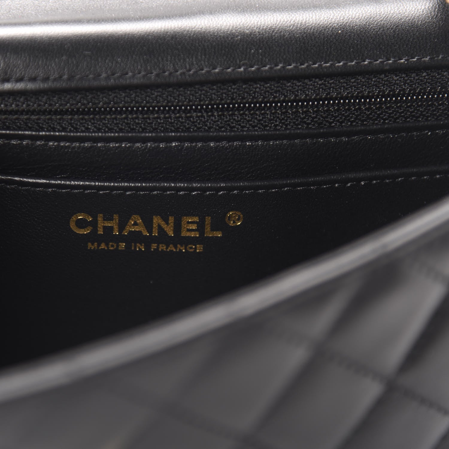 Chanel Lambskin Quilted Mini Rectangular Flap Black 8 of 11