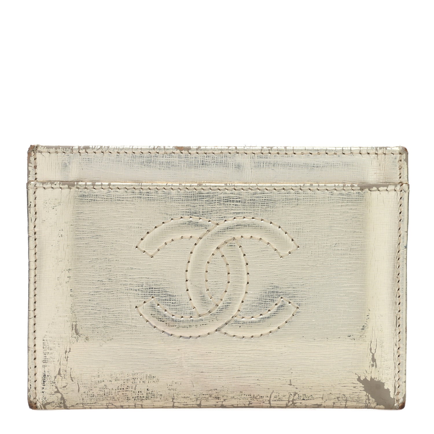 Chanel Metallic Calfskin CC Card Holder Gold 1 of 12