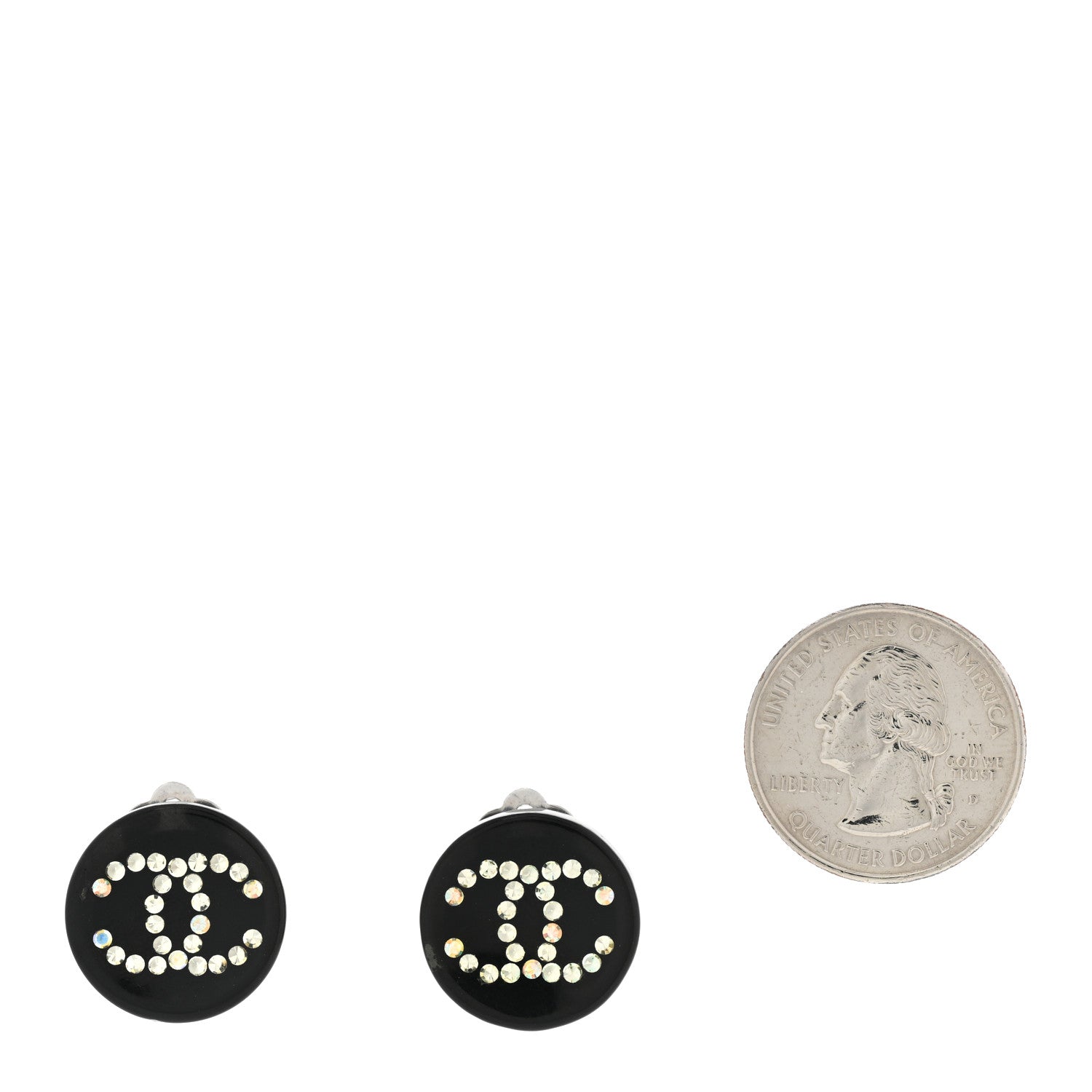 Chanel Resin Crystal CC Clip On Earrings Black 2 of 5