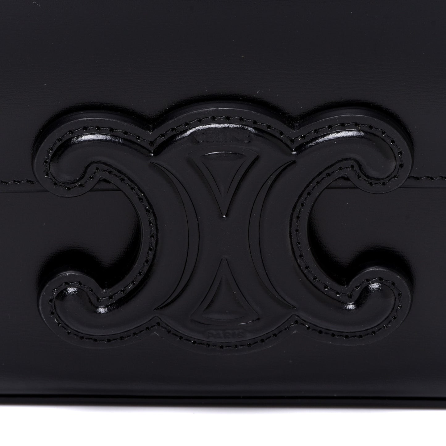 Shiny Calfskin Cuir Triomphe Chain Shoulder Bag Black