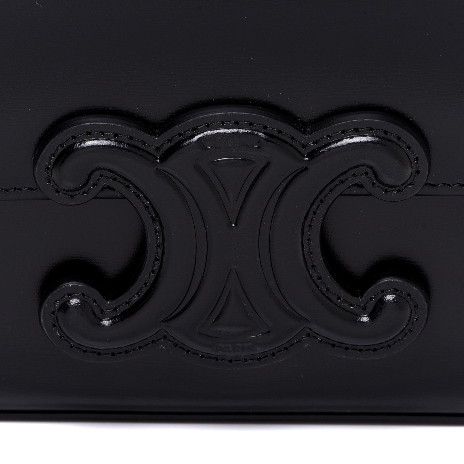 Celine Shiny Calfskin Cuir Triomphe Chain Shoulder Bag Black 8 of 10