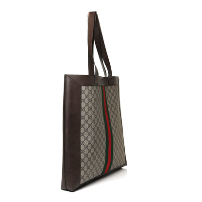 Gucci GG Supreme Monogram Web Large Ophidia Vertical Shopping Tote Brown 4 of 17