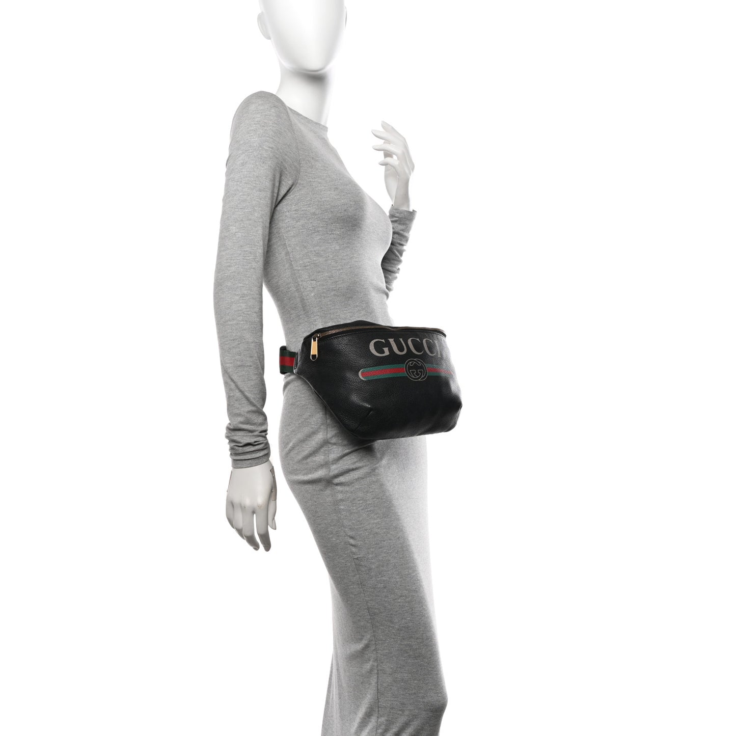 Grained Calfskin Logo Belt Bag Black