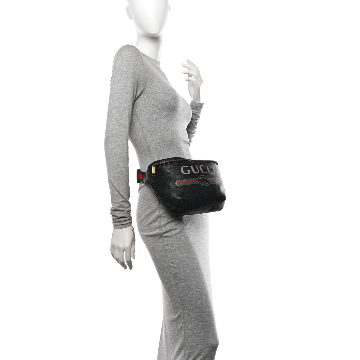 Gucci Grained Calfskin Logo Belt Bag Black 2 of 11