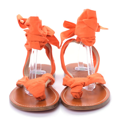 Christian Louboutin Gabardine Douce Du Desert Flat Sandals 41 Orange 2 of 7