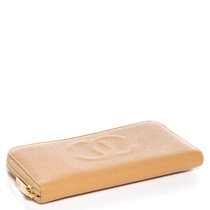 Chanel Caviar CC Large Zip Around Wallet Beige 4 of 8