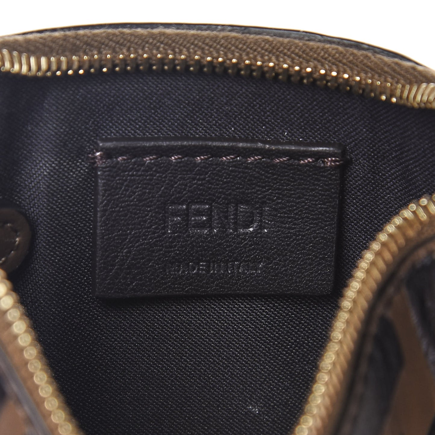 Vitello Soft F is Fendi Bi-Color FF 1974 Embossed Key Case Pouch Maya Black