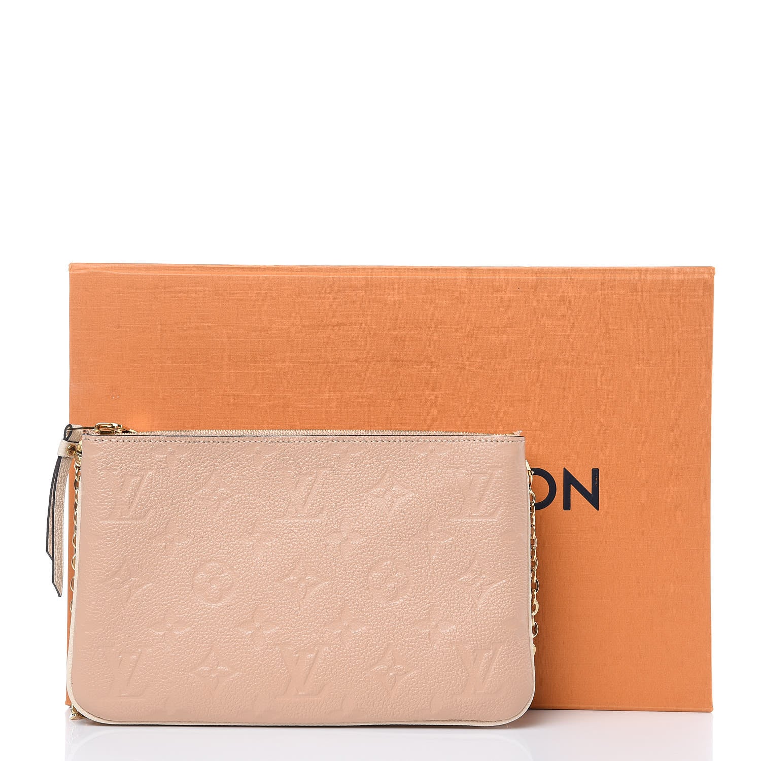 Louis Vuitton Empreinte Double Zip Pochette Beige Rose Creme 9 of 10