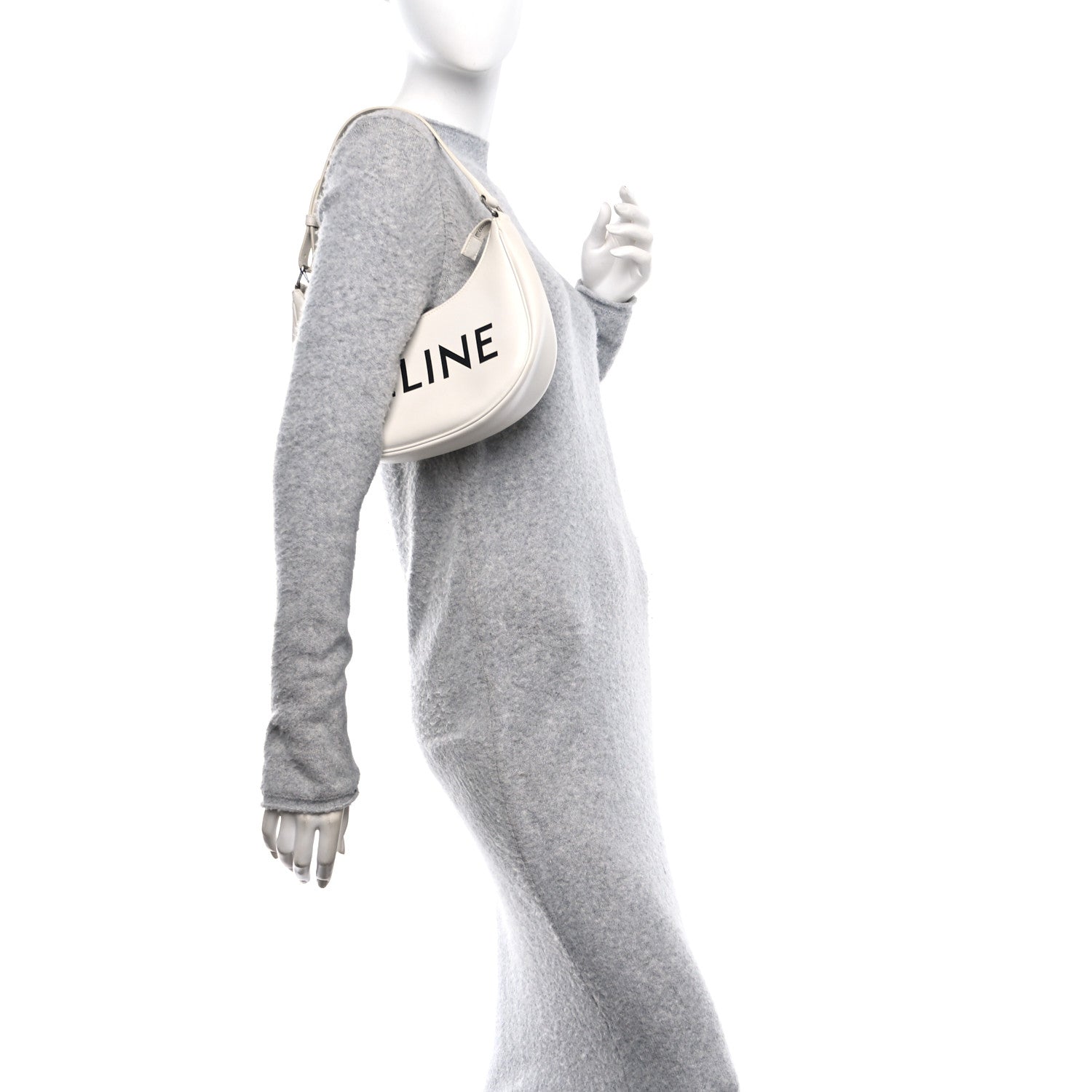 Celine Smooth Calfskin Ava Logo Shoulder Bag White 2 of 9