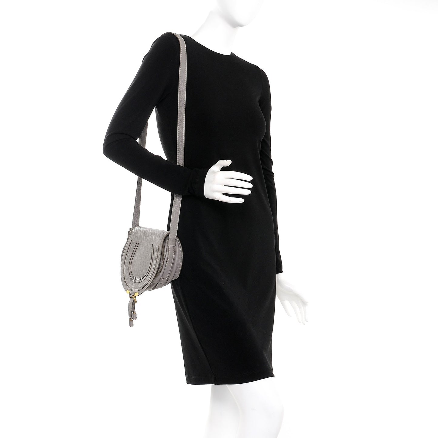 Calfskin Mini Marcie Round Crossbody Bag Cashmere Grey