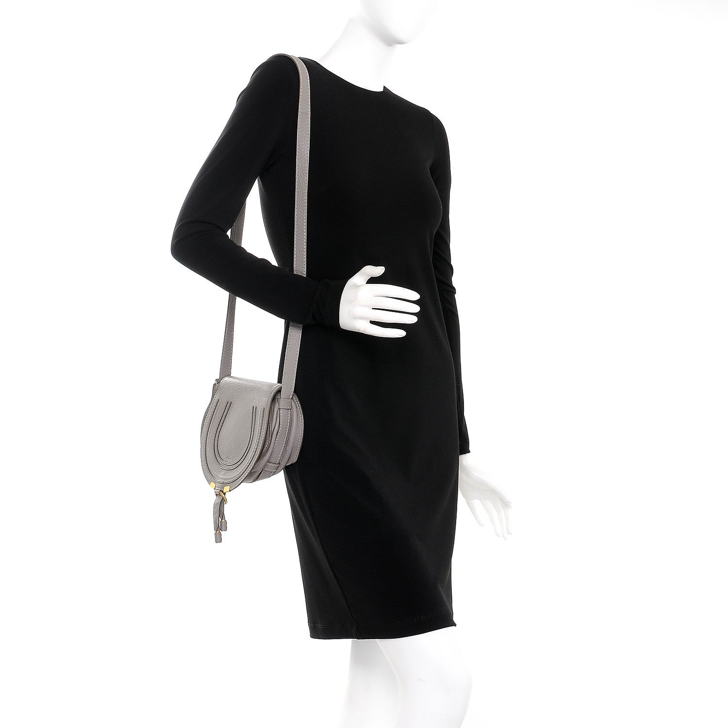 Chloe Calfskin Mini Marcie Round Crossbody Bag Cashmere Grey 2 of 11
