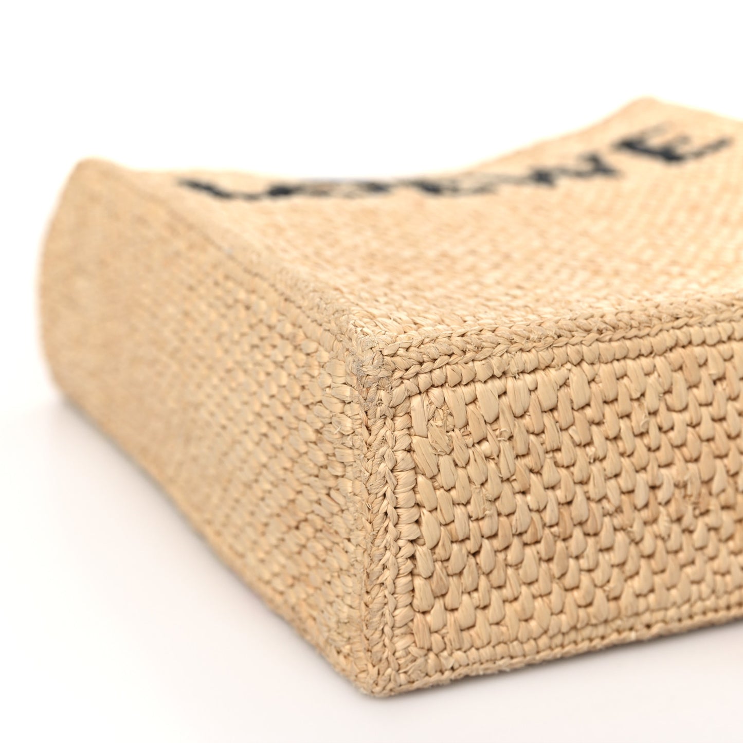 Raffia Calfskin Standard A5 Tote Bag Natural Black