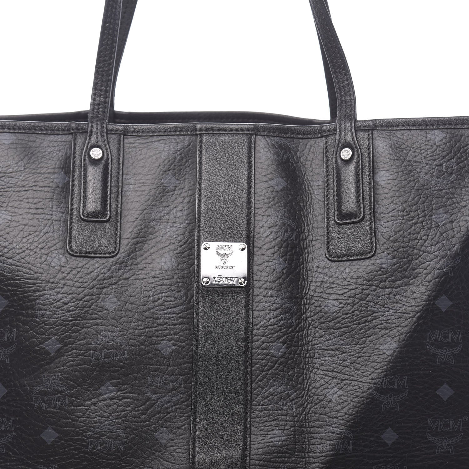 MCM Visetos Large Liz Reversible Shopper Tote Black 10 of 18