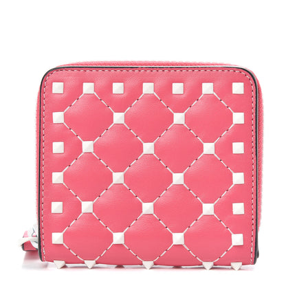 Valentino Garavani Lambskin Free Rockstud Spike Compact Zip Around Wallet Shadow Pink 1 of 8