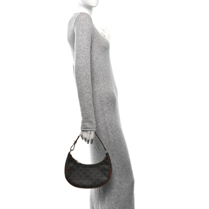 Celine Triomphe Canvas Calfskin Ava Shoulder Bag Tan 3 of 11