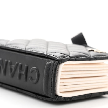 Chanel Lambskin Quilted Book Card Holder on Chain Black 10 of 12