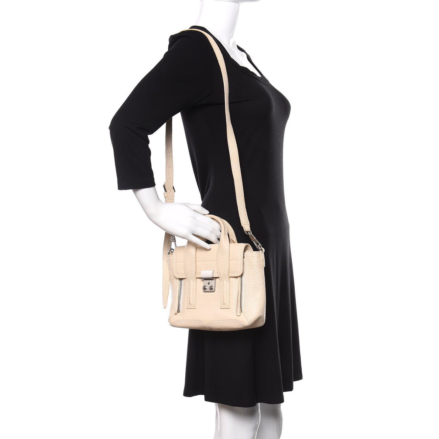 Textured Calfskin Mini Pashli Satchel Milk