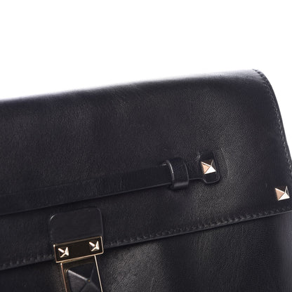 Valentino Garavani Vitello Rockstud Flap Clutch Bag Black 10 of 12