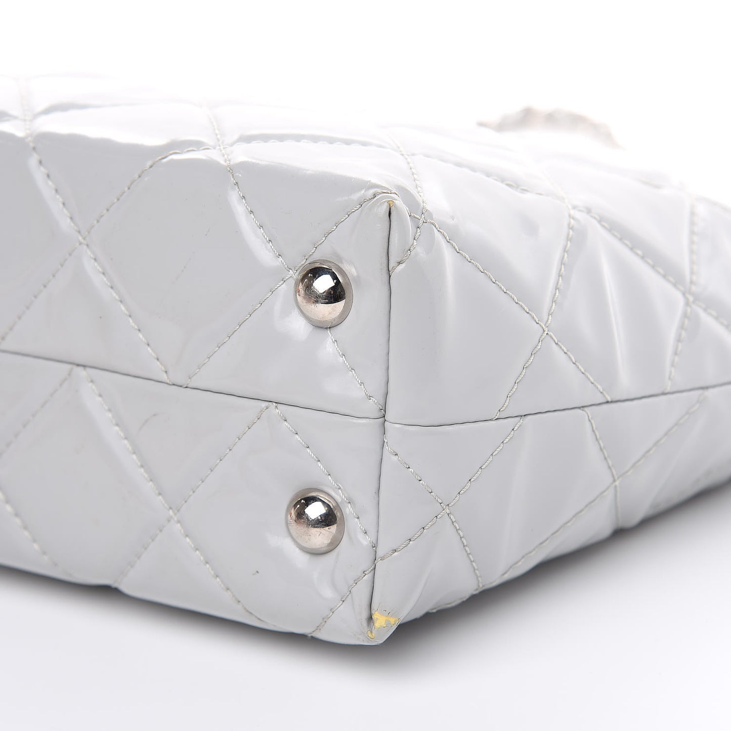 Vinyl Quilted In The Business North South Tote Light Grey