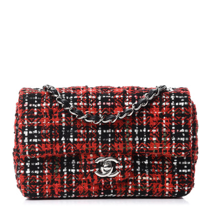 Chanel Tweed Quilted Mini Rectangular Flap Red Navy 1 of 11