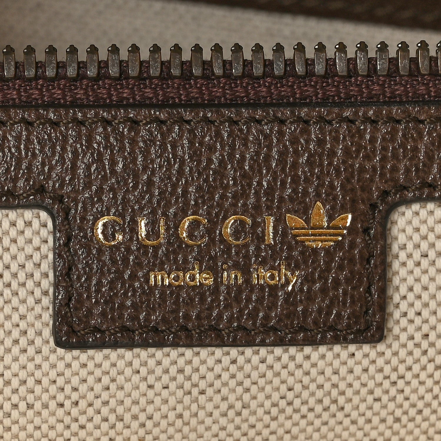 Gucci X ADIDAS Canvas Textured Dollar Calfskin Web GG Monogram Trefoil Large Bowling Bag Beige Brown Multicolor 5 of 10