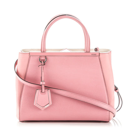 Fendi Vitello Elite Flamingo Mink Monster Charm Petite 2Jours Tote Pink Multicolor 1 of 7