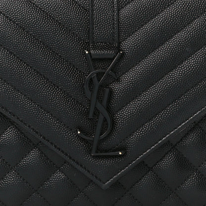 Saint Laurent Grain De Poudre Textured Mixed Matelasse Triquilt Medium Monogram Monochrome Satchel Black 9 of 13