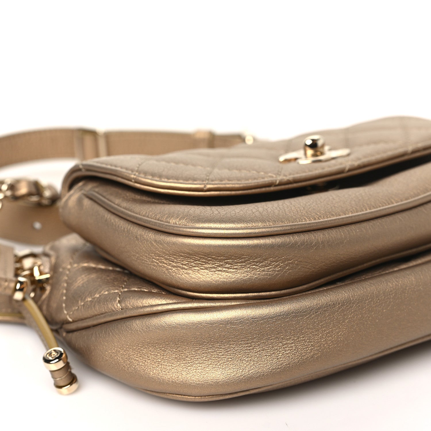 Chanel Calfskin Quilted Waist Bag Gold 9 of 10