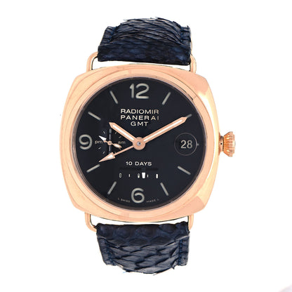 Panerai 18K Rose Gold Alligator 45mm Radiomir 10 Days GMT Automatic Watch Black PAM00273 1 of 7