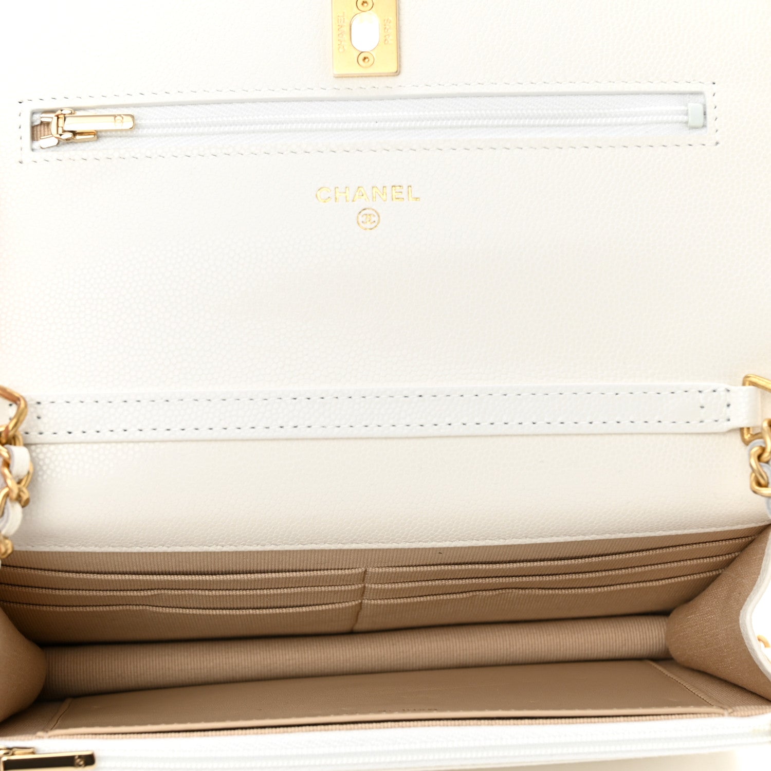 Chanel Caviar Quilted Twist Your Buttons Wallet On Chain WOC White 5 of 14