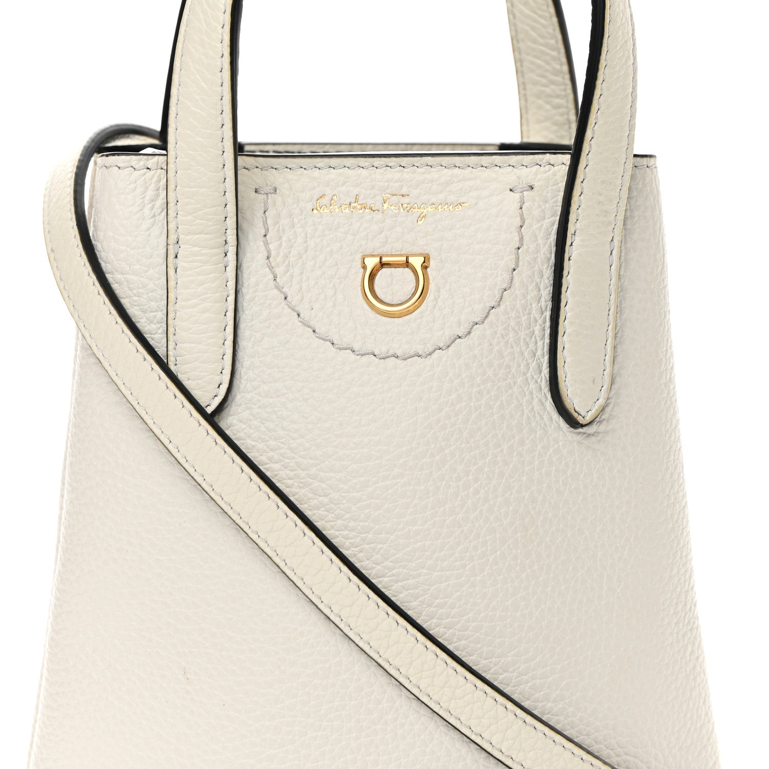 Salvatore Ferragamo Tumbled Calfskin Gancini Mini Bag White 7 of 13