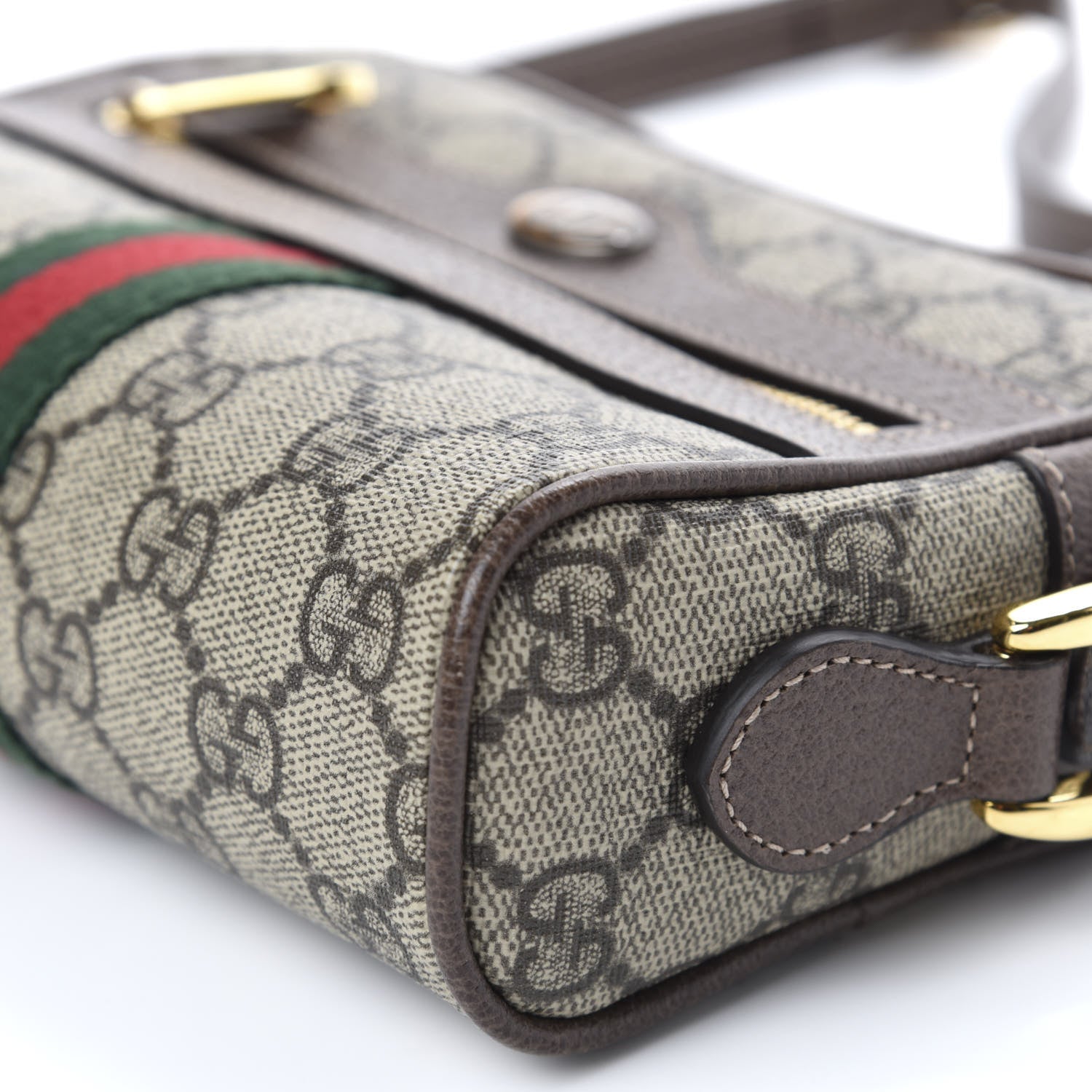 Gucci GG Supreme Monogram Web Mini Ophidia Shoulder Bag Brown 9 of 11