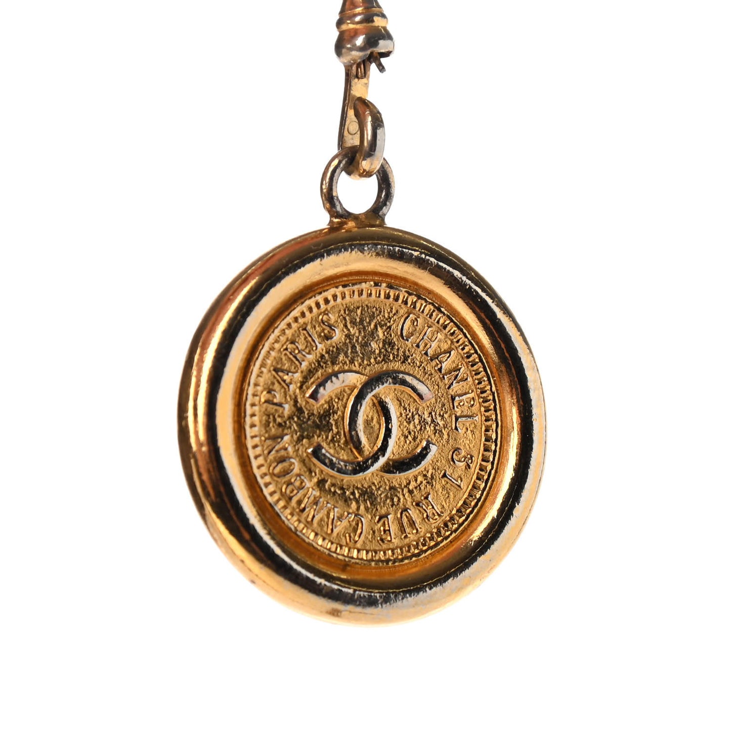 Lambskin Chain CC Medallion Belt Black Gold