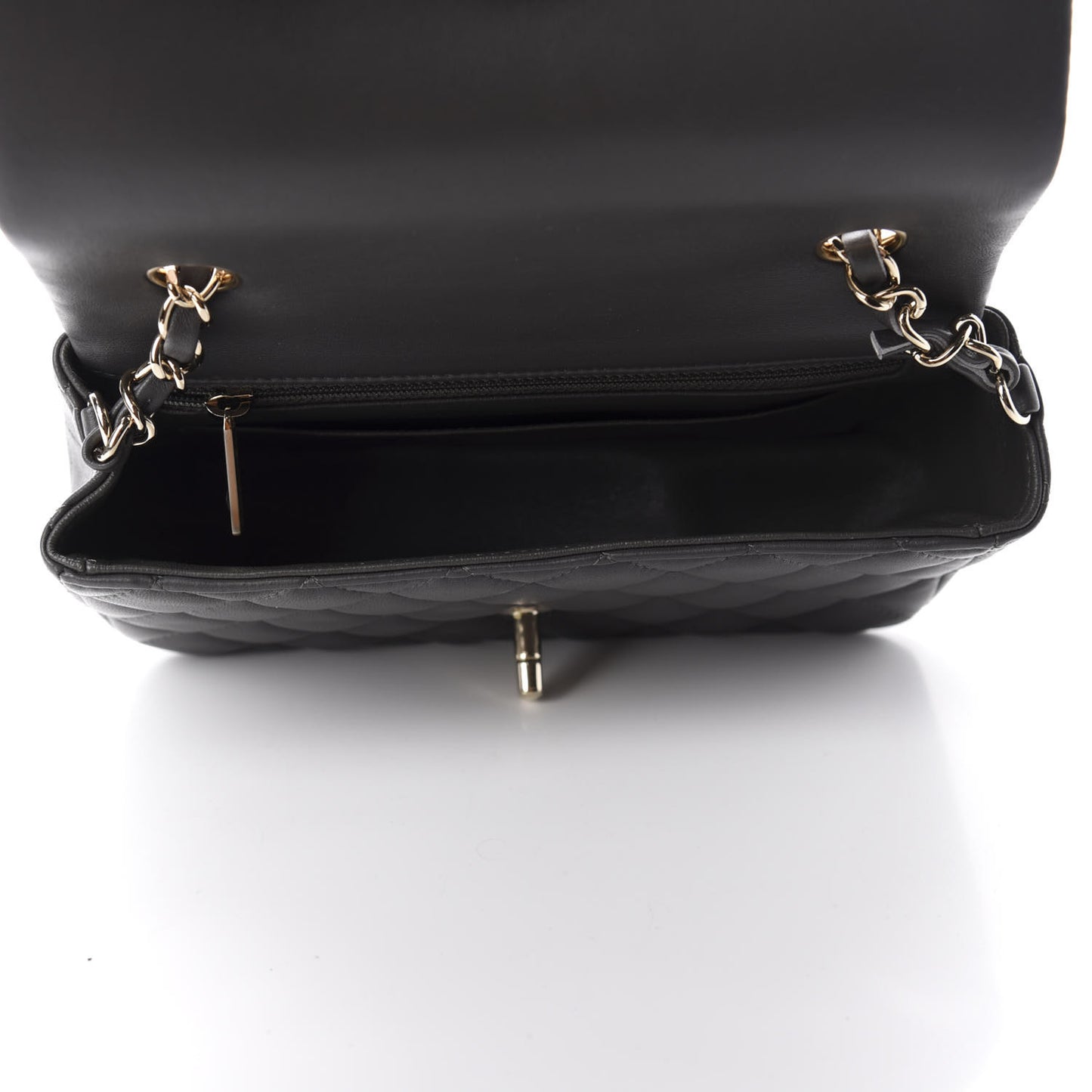 Lambskin Quilted Mini Rectangular Flap Grey