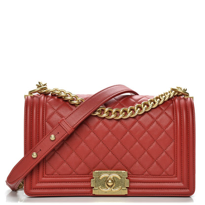 Chanel Caviar Medium Boy Flap Dark Red 1 of 7