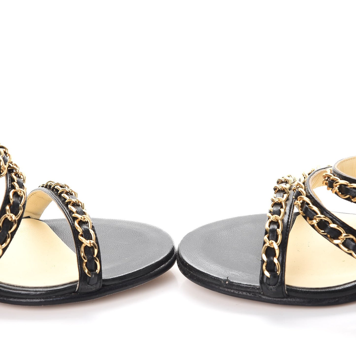Lambskin CC Chain Sandals 35 Black
