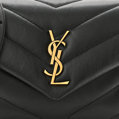 Saint Laurent Calfskin Y Quilted Monogram Toy Loulou Crossbody Bag Black 9 of 12