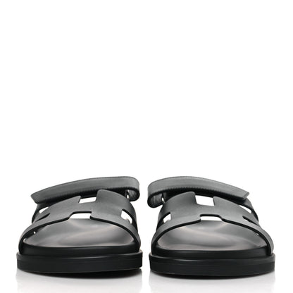 Hermes Calfskin Womens Chypre Sandals 38.5 Black 2 of 9
