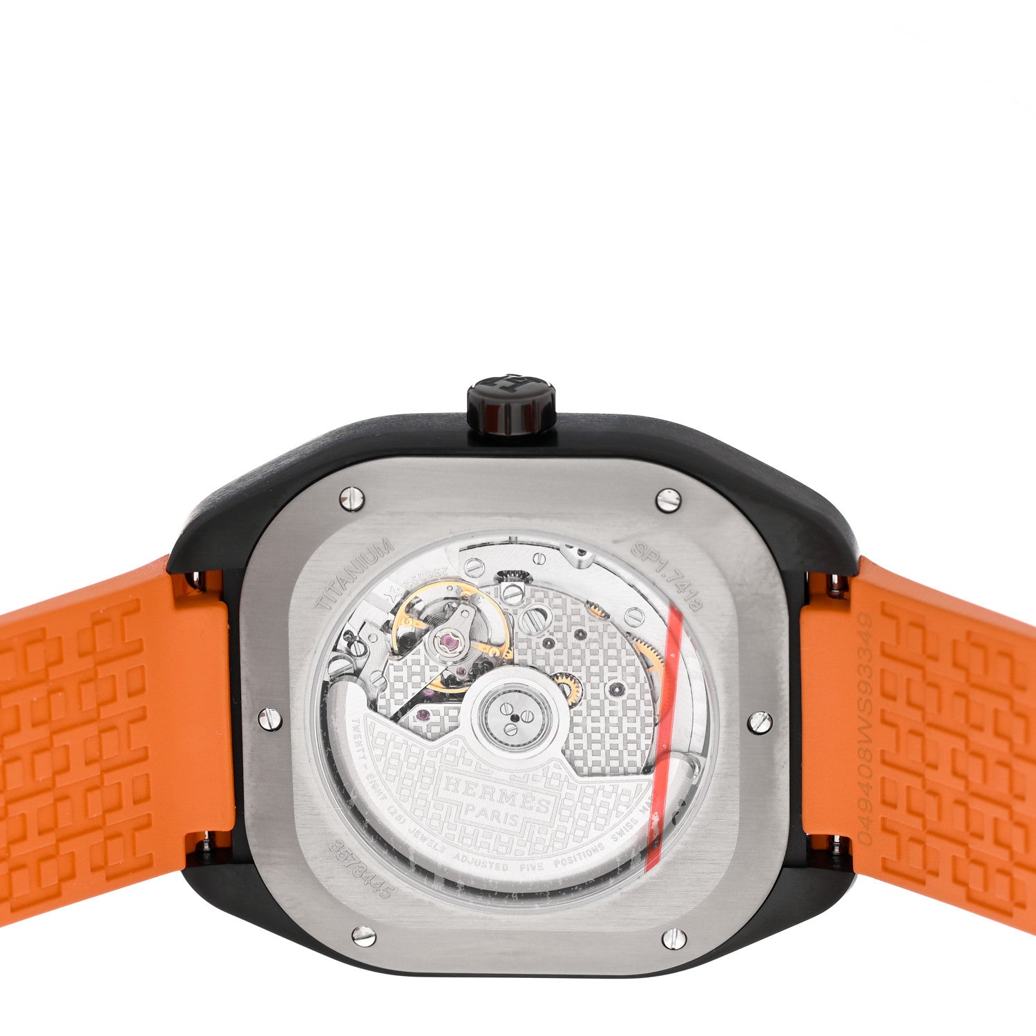 Hermes DLC Coated Titanium Rubber 39mm H08 Automatic Watch Orange 4 of 5