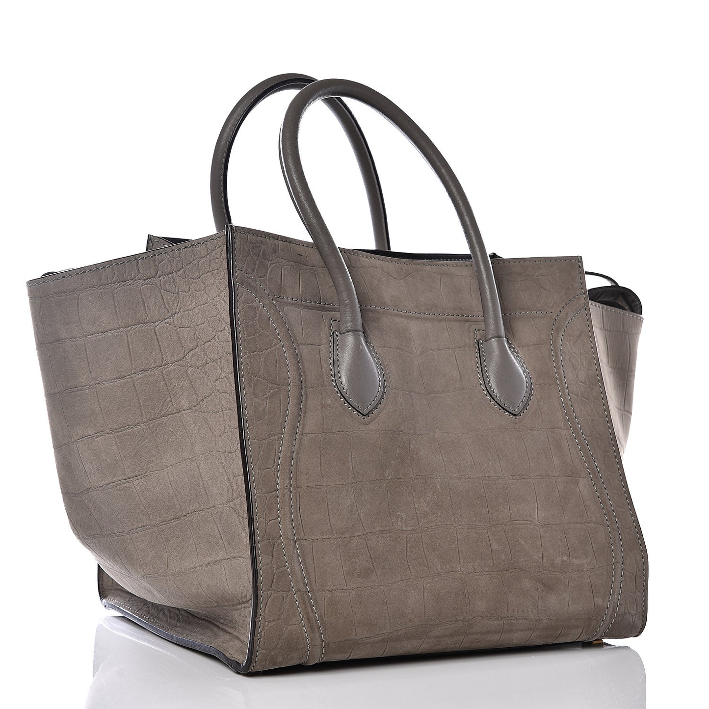 Crocodile Embossed Nubuck Medium Phantom Luggage Grey