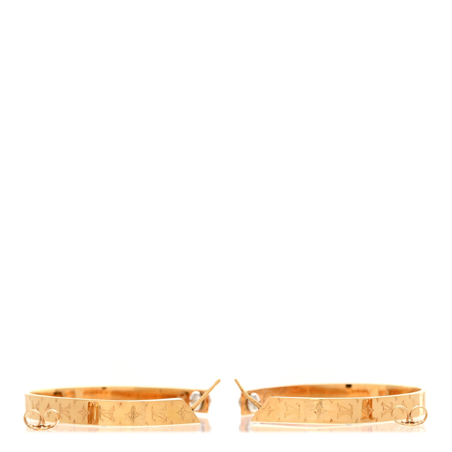 Louis Vuitton Metal Nanogram Hoop Earrings Gold 3 of 10