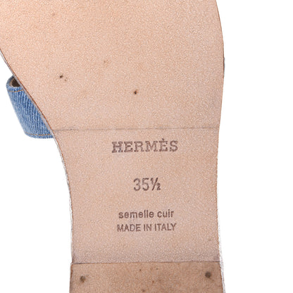 Hermes Denim Canvas Oran Sandals 35.5 Bleu Clair 8 of 10