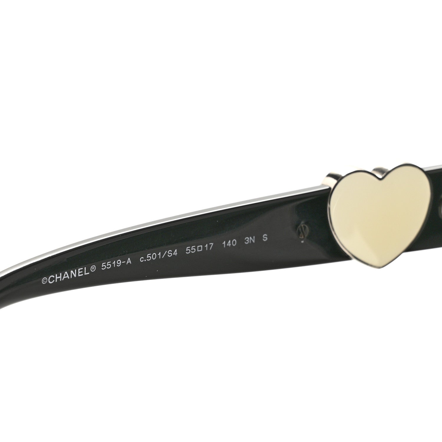 Chanel Acetate Square CC Heart Sunglasses 5519-A Black White 4 of 7