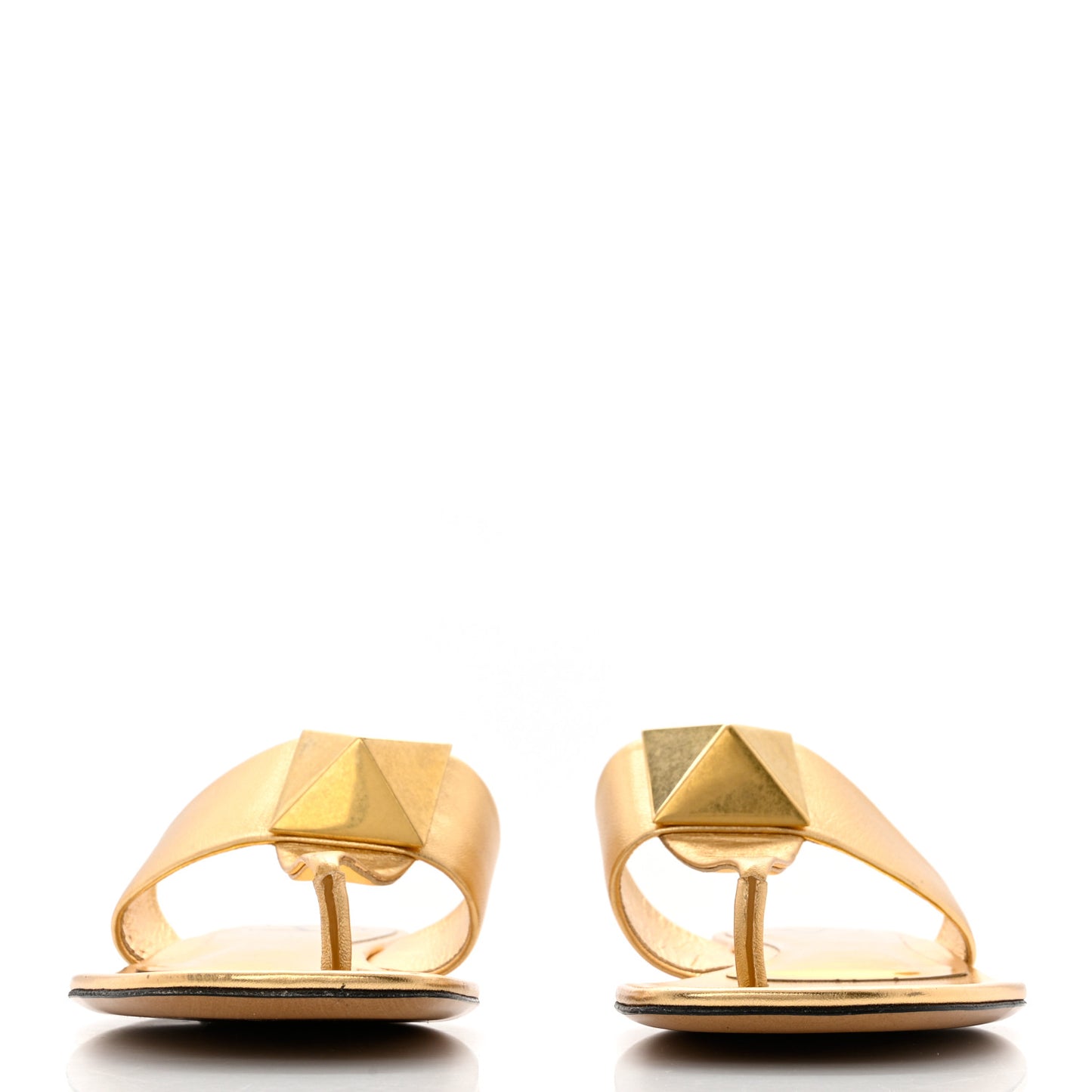 Metallic Nappa One Stud Flat Thong Sandals 40 Antique Brass