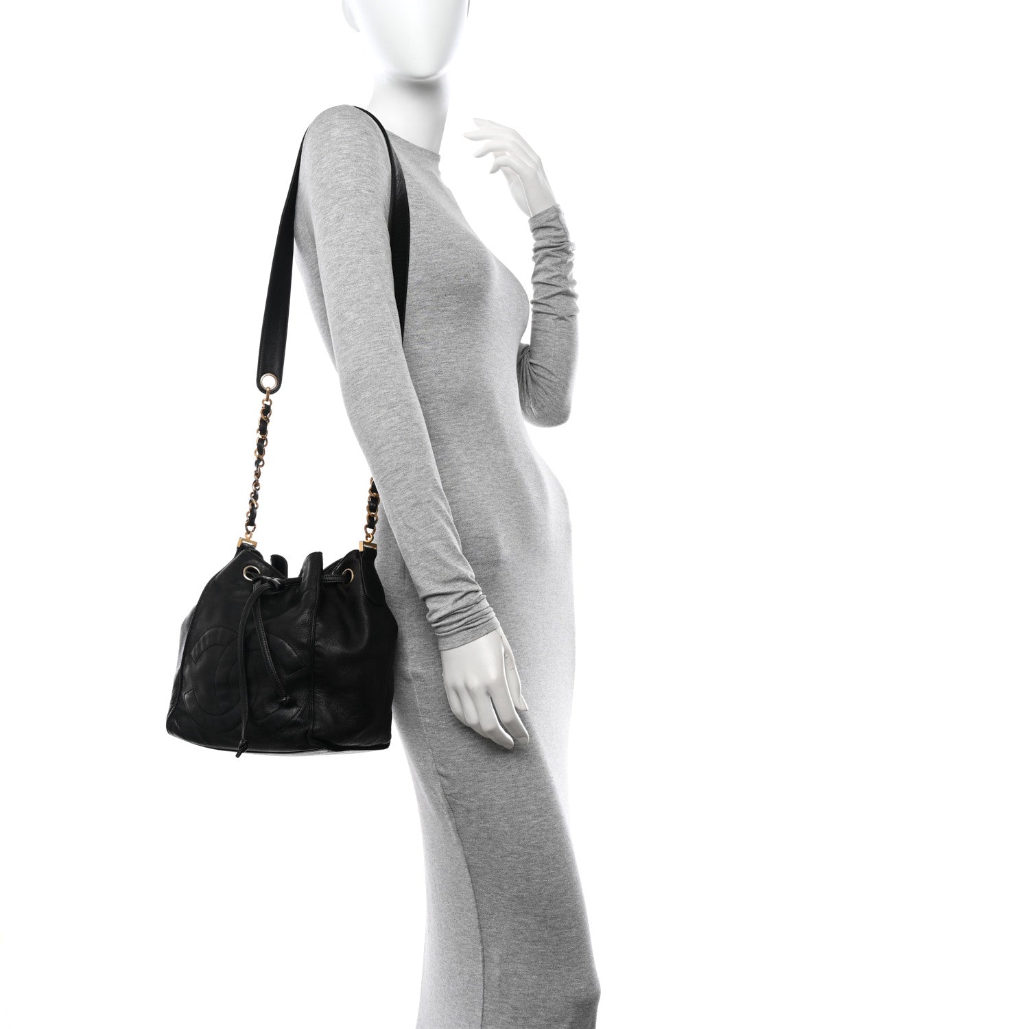 Chanel Lambskin CC Drawstring Bag Black 2 of 11