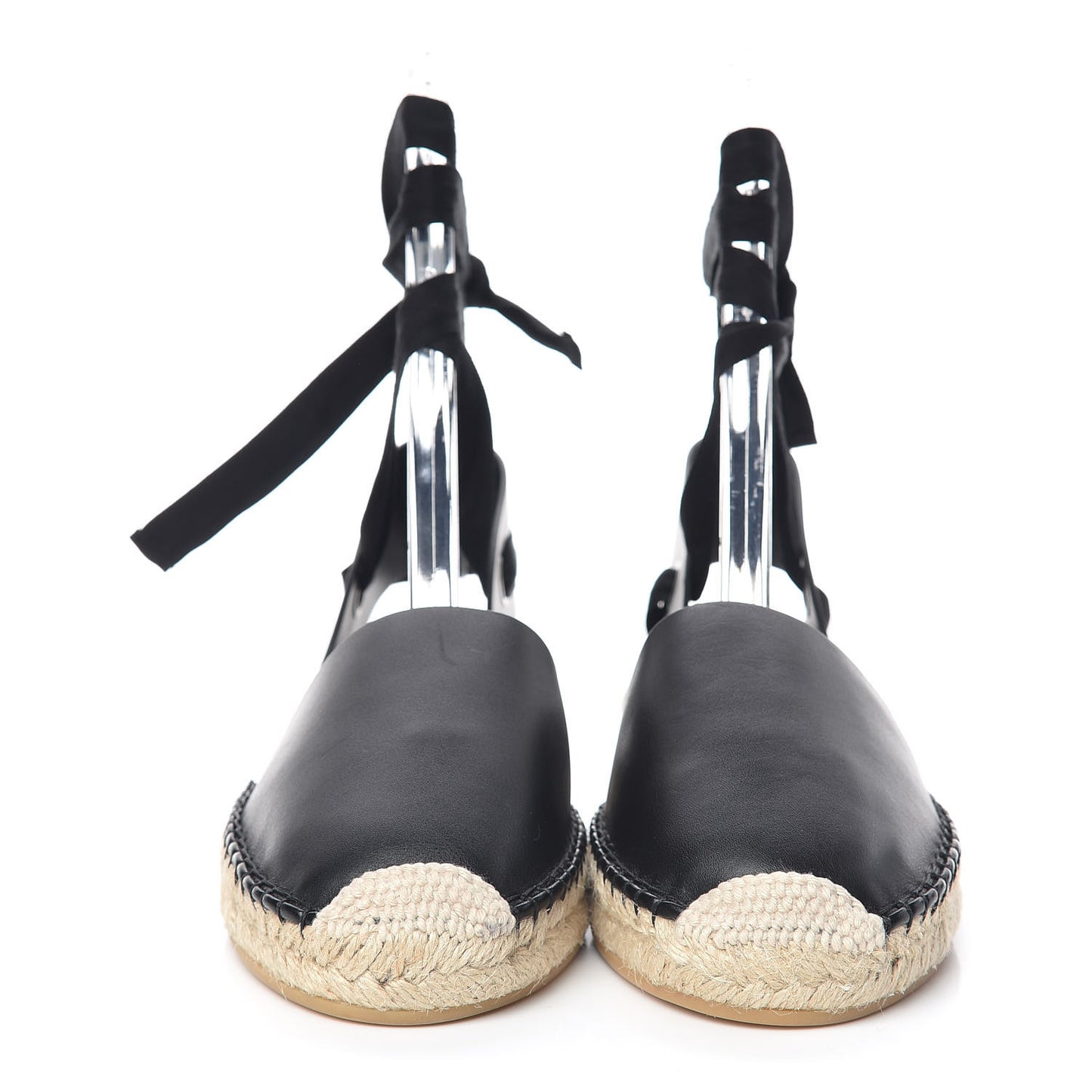 Calfskin Nicely-D Ankle Tie Espadrilles Flats 40 Black