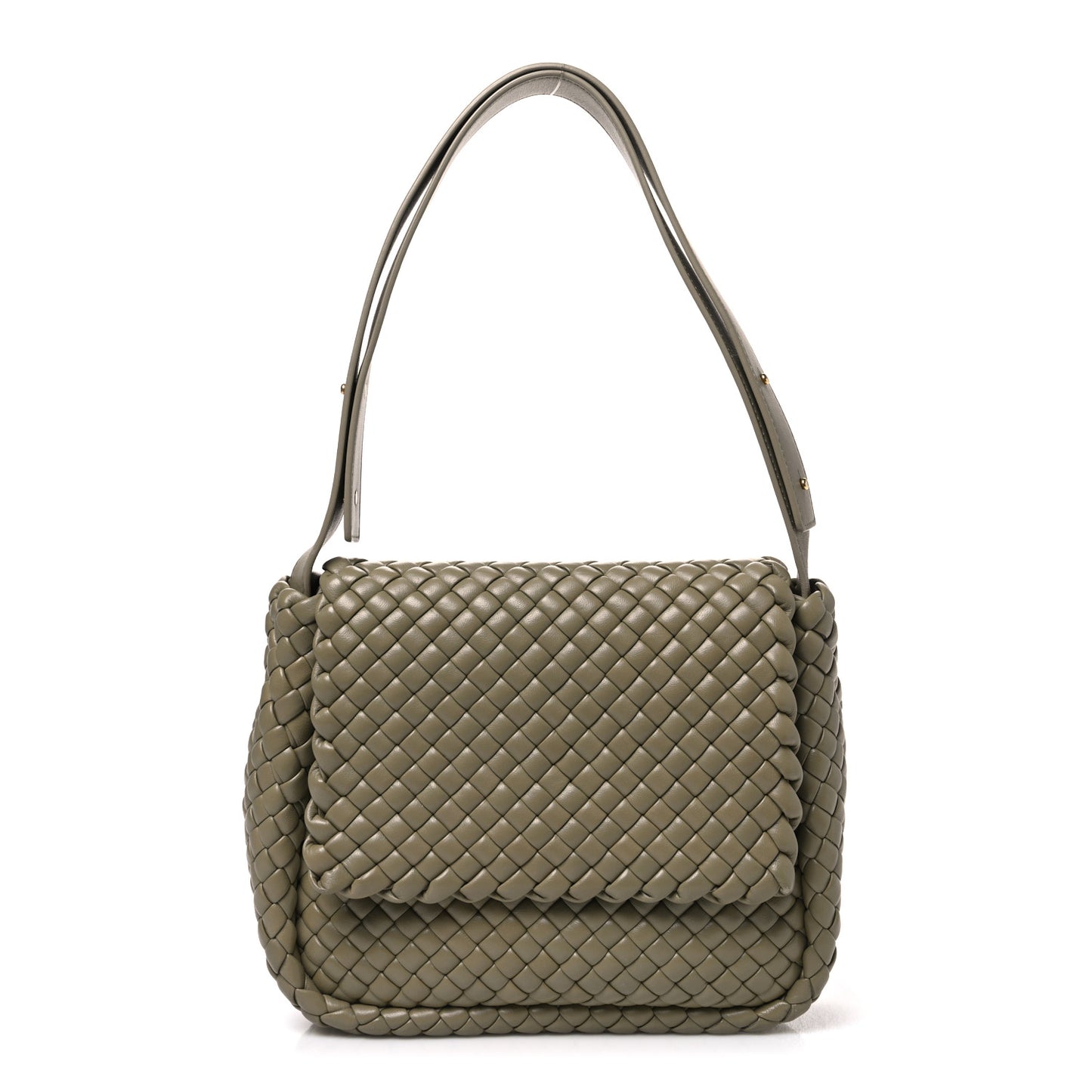 Nappa Intrecciato Small Cobble Messenger Bag Travertine